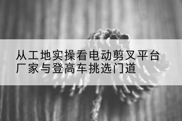赤壁电动剪叉升降平台厂家-从工地实操看电动剪叉平台厂家与登高车挑选门道
